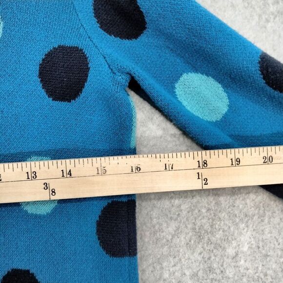 hanna andersson Sweater Dress Girls Size 12 150 Blue Polka Dot Lace Trim Ruffle - Picture 6 of 12